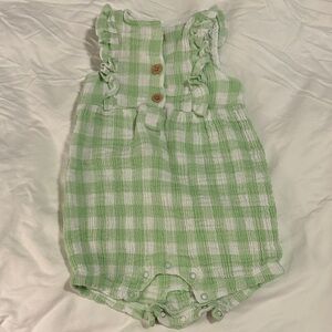 Little Me Green and White Baby Outfit
